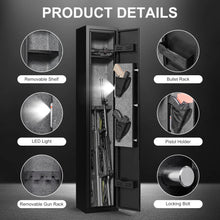 Load image into Gallery viewer, 5 gun safes with 3 pistol pockets, quick access biometric adjustable heavy-duty gun rack mounted gun safes