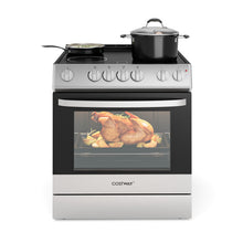 Load image into Gallery viewer, 30 Inch Freestanding and Slide-in Kitchen Stove with 4 Burners Ceramic Cooktop-Silver