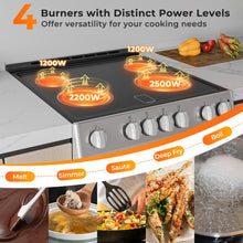 Load image into Gallery viewer, 30 Inch Freestanding and Slide-in Kitchen Stove with 4 Burners Ceramic Cooktop-Silver