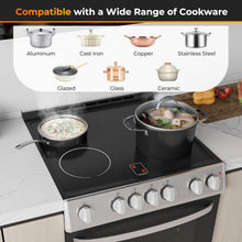 Load image into Gallery viewer, 30 Inch Freestanding and Slide-in Kitchen Stove with 4 Burners Ceramic Cooktop-Silver