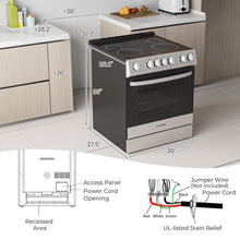 Load image into Gallery viewer, 30 Inch Freestanding and Slide-in Kitchen Stove with 4 Burners Ceramic Cooktop-Silver