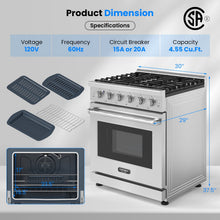 Load image into Gallery viewer, 30 Inches 120V Natural Gas Range with 5 Burners Cooktop