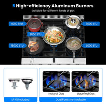 Load image into Gallery viewer, 30 Inches 120V Natural Gas Range with 5 Burners Cooktop