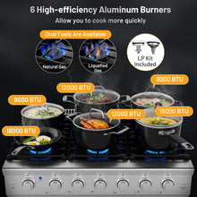 Load image into Gallery viewer, 36 Inches Freestanding Natural Gas Range with 6 Burners Cooktop