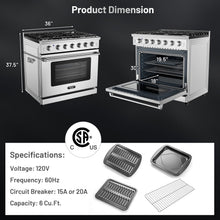 Load image into Gallery viewer, 36 Inches Freestanding Natural Gas Range with 6 Burners Cooktop