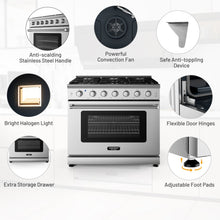 Load image into Gallery viewer, 36 Inches Freestanding Natural Gas Range with 6 Burners Cooktop