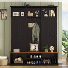Load image into Gallery viewer, Entryway Hall Tree With Bench, 3 Top Cubbies &amp; Bottom Storage Space