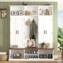 Load image into Gallery viewer, Entryway Hall Tree With Bench, 3 Top Cubbies &amp; Bottom Storage Space