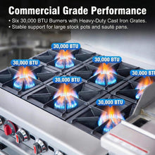 Load image into Gallery viewer, 60-Inch Commercial 6-Burner 276K BTU Gas Range With Dual Ovens, Griddle And Salamander (SAK56914)