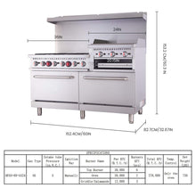 Load image into Gallery viewer, 60-Inch Commercial 6-Burner 276K BTU Gas Range With Dual Ovens, Griddle And Salamander (SAK56914)