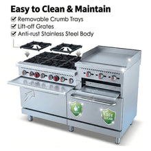 Load image into Gallery viewer, 60-Inch Commercial 6-Burner 276K BTU Gas Range With Dual Ovens, Griddle And Salamander (SAK56914)
