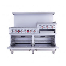 Load image into Gallery viewer, 60-Inch Commercial 6-Burner 276K BTU Gas Range With Dual Ovens, Griddle And Salamander (SAK56914)