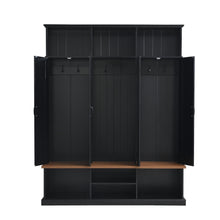 Load image into Gallery viewer, Entryway Hall Tree With Bench, 3 Top Cubbies &amp; Bottom Storage Space