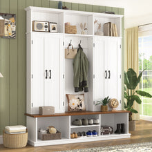 Load image into Gallery viewer, Entryway Hall Tree With Bench, 3 Top Cubbies &amp; Bottom Storage Space