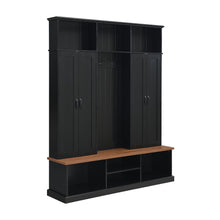 Load image into Gallery viewer, Entryway Hall Tree With Bench, 3 Top Cubbies &amp; Bottom Storage Space
