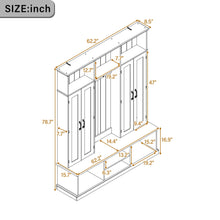 Load image into Gallery viewer, Entryway Hall Tree With Bench, 3 Top Cubbies &amp; Bottom Storage Space