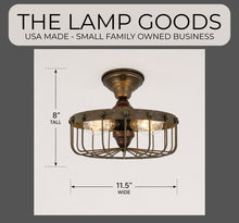 Load image into Gallery viewer, Rustic Industrial Cage Ceiling Light | 11.5"