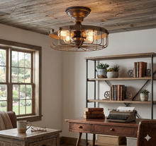 Load image into Gallery viewer, Rustic Industrial Cage Ceiling Light | 11.5"