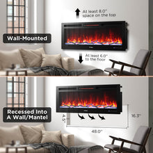 Load image into Gallery viewer, In Flames INF50W-3D WiFi Smart Wall Mounted Electric Fireplace - Tempered Glass