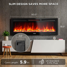 Load image into Gallery viewer, In Flames INF50W-3D WiFi Smart Wall Mounted Electric Fireplace - Tempered Glass