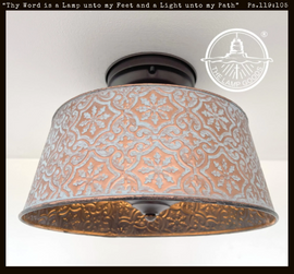 Ornate Copper Farmhouse Ceiling Light | 12