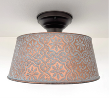Load image into Gallery viewer, Ornate Copper Farmhouse Ceiling Light | 12" | 4-Bulb Flush Mount