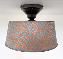 Load image into Gallery viewer, Ornate Copper Farmhouse Ceiling Light | 12" | 4-Bulb Flush Mount