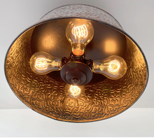 Load image into Gallery viewer, Ornate Copper Farmhouse Ceiling Light | 12" | 4-Bulb Flush Mount