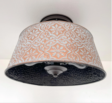 Load image into Gallery viewer, Ornate Copper Farmhouse Ceiling Light | 12" | 4-Bulb Flush Mount