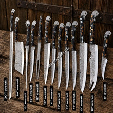 Load image into Gallery viewer, Best Outdoor BBQ Kitchen Knife Set | 13PCS Etched D2 Steel Chef Knives with Epoxy Resin Handles