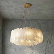 Load image into Gallery viewer, Cascade Alabaster Tiered Brass Chandelier