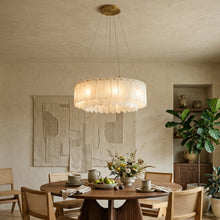 Load image into Gallery viewer, Cascade Alabaster Tiered Brass Chandelier