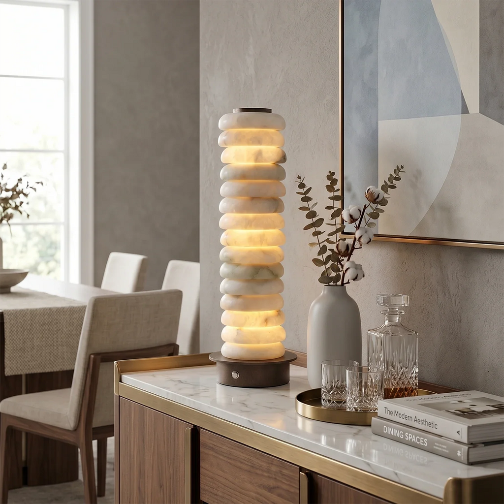 Multi-Tiered Alabaster Table Lamp