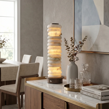 Load image into Gallery viewer, Multi-Tiered Alabaster Table Lamp