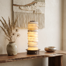Load image into Gallery viewer, Multi-Tiered Alabaster Table Lamp