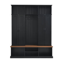 Load image into Gallery viewer, Entryway Hall Tree With Bench, 3 Top Cubbies &amp; Bottom Storage Space