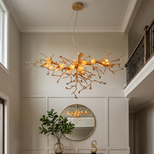 Load image into Gallery viewer, Golden Tree Branch Glass Flower Chandelier