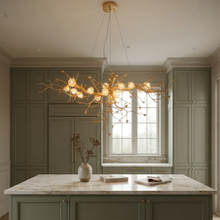 Load image into Gallery viewer, Golden Tree Branch Glass Flower Chandelier
