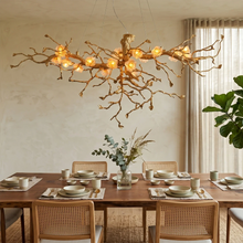Load image into Gallery viewer, Golden Tree Branch Glass Flower Chandelier