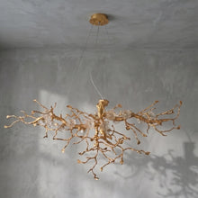 Load image into Gallery viewer, Golden Tree Branch Glass Flower Chandelier