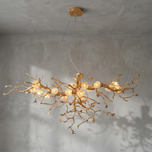 Load image into Gallery viewer, Golden Tree Branch Glass Flower Chandelier