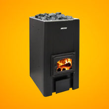Load image into Gallery viewer, Harvia 50 40KW Black Floor Mount Wood-Burning Sauna Stove With Sauna Stones [WK500] (SAK73164)