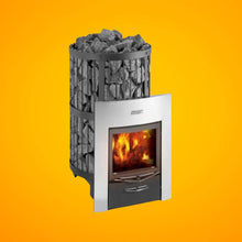 Load image into Gallery viewer, Harvia Legend Duo Wood Burning Sauna Stove/Fireplace Combo With Sauna Stones (SAK30749)