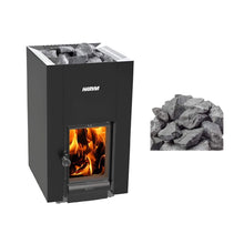 Load image into Gallery viewer, Harvia GreenFlame 22 Linear 15.7KW Wood Sauna Stove With Sauna Stones [WKLI22GM] (SAK62094)