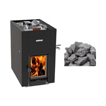 Load image into Gallery viewer, Harvia GreenFlame ES 22 Linear 15.7KW Black Wood Sauna Stove With Sauna Stones [WKLI22GESM] (SAK31692)