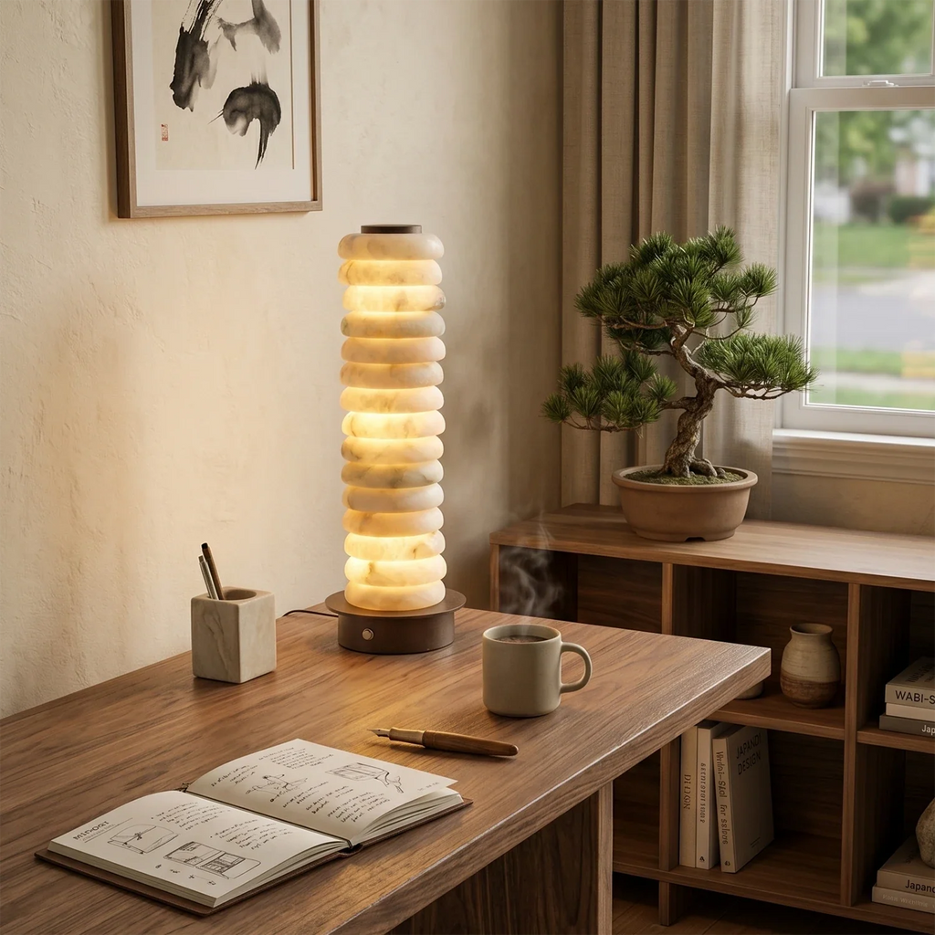 Multi-Tiered Alabaster Table Lamp