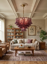 Load image into Gallery viewer, Isadora Cascading Amethyst Glass Chandelier