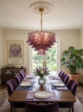 Load image into Gallery viewer, Isadora Cascading Amethyst Glass Chandelier