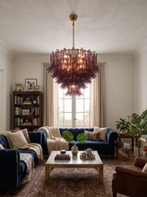 Load image into Gallery viewer, Isadora Cascading Amethyst Glass Chandelier