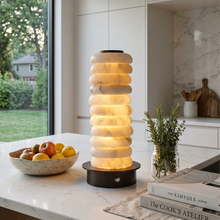 Load image into Gallery viewer, Multi-Tiered Alabaster Table Lamp